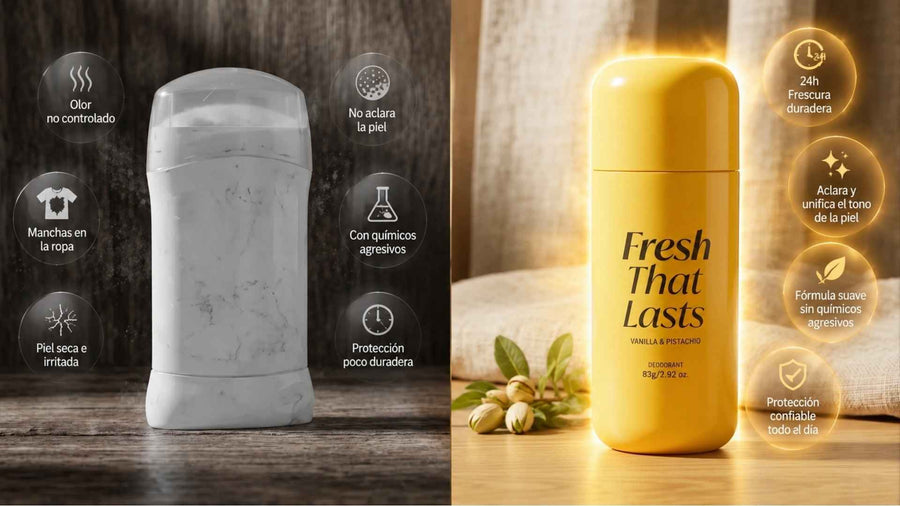 Antitranspirante tradicional vs Fresh That Lasts
