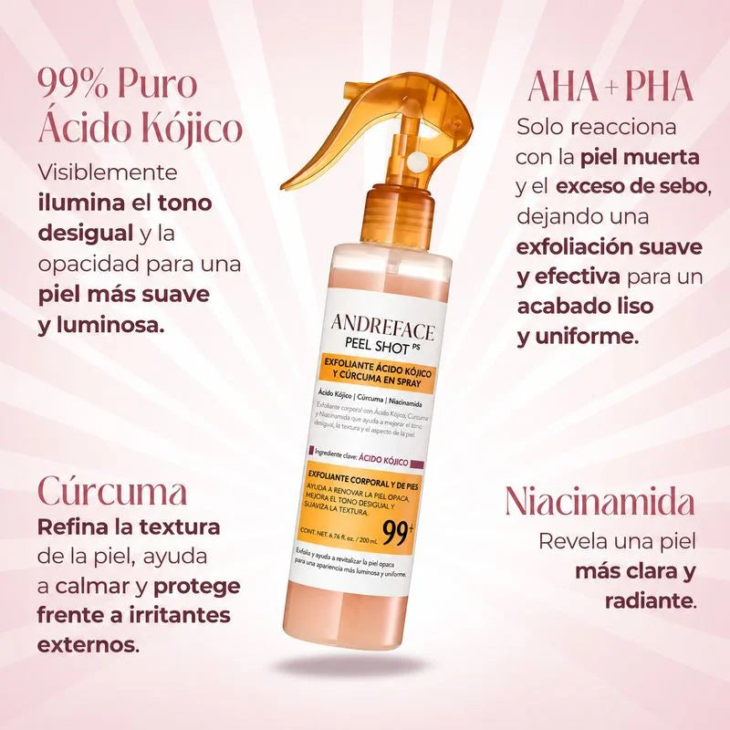 Spray Exfoliante Corporal · Ácido Kójico + Cúrcuma