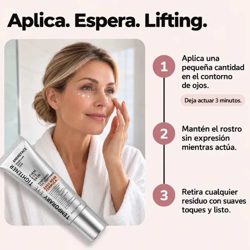 Tensor instantáneo que desinflama bolsas y camufla ojeras