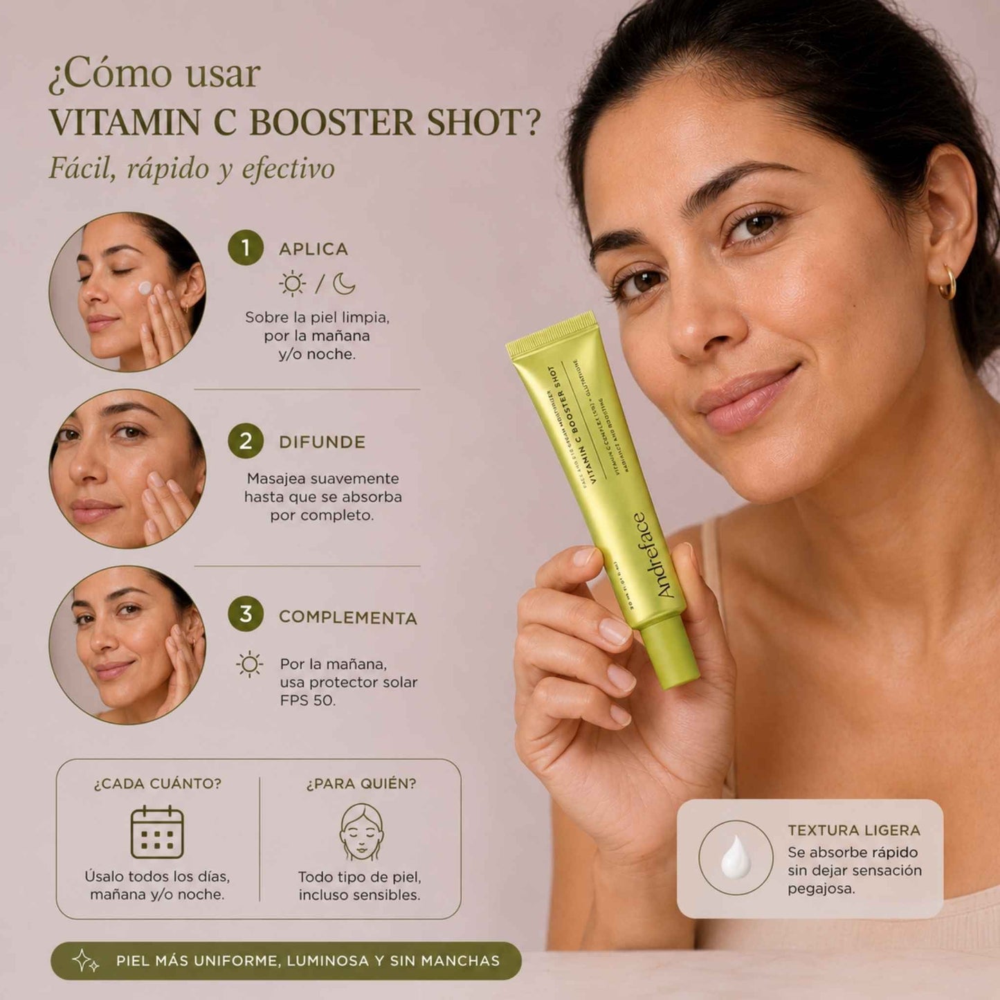Crema Vitamina C Booster · Piel Sin Manchas y Luminosa